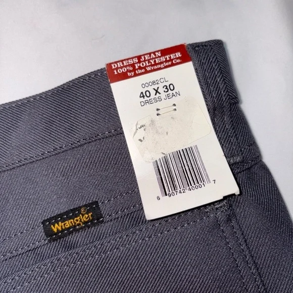 Wrangler NWT Men’s Size 40W 30L Grey Polyester Business Casual Dress Jeans - Picture 10 of 10